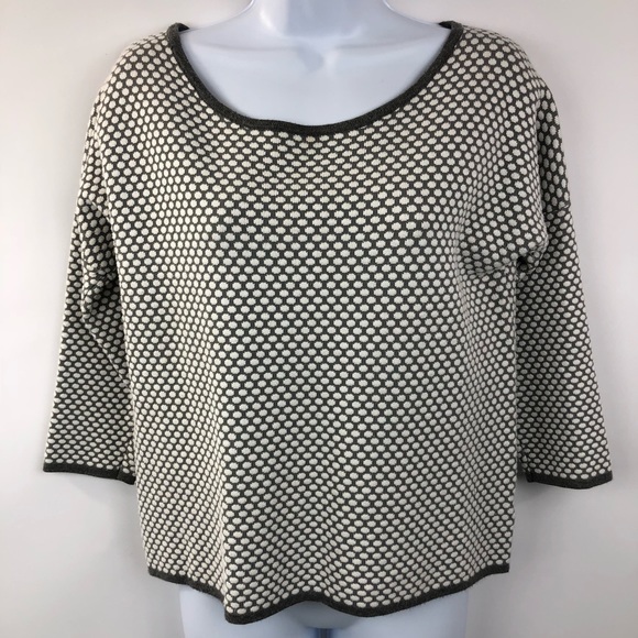 Express Sweaters - Express Knit Top Sweater Gray White Dots